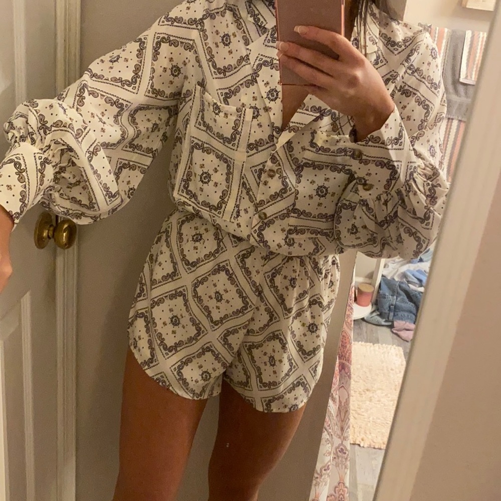 Long Sleeve Button Down Romper